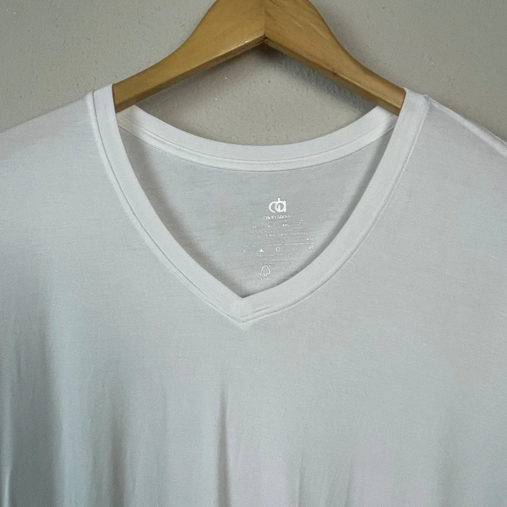 David Archy V-Neck Undershirt Mens XL White Gray Bamboo Rayon 2‎ Pack Soft Basic